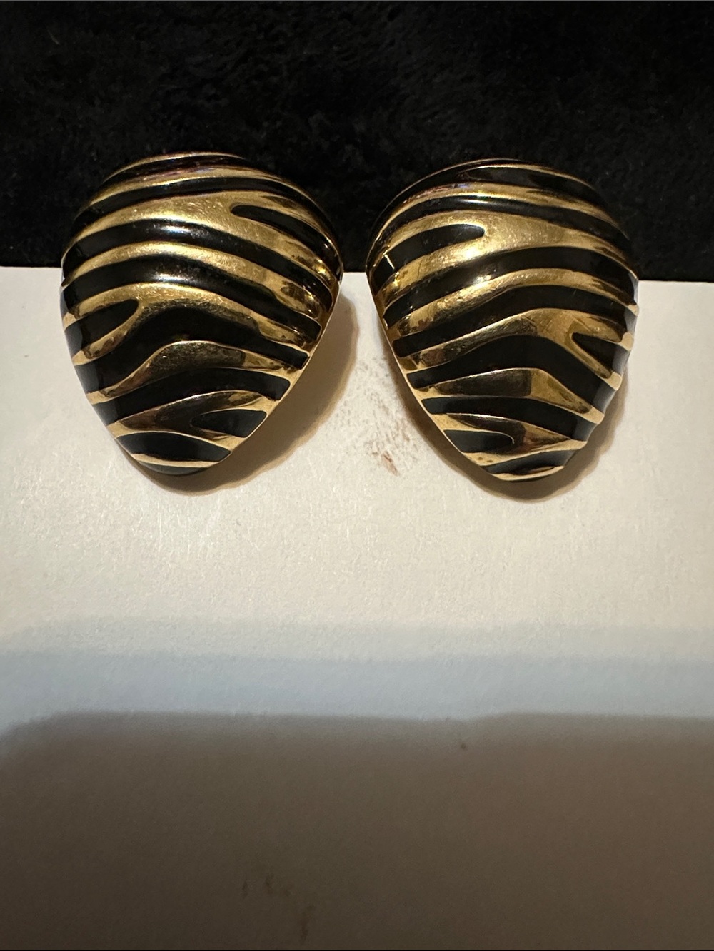 JOAN RIVERS Gold and Black Wave Dome Clip-On Earrings - Women Jewelry